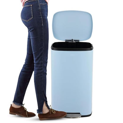happimess Curtis 8 Gal Step Trash Can Soft Close 25", Tide Pool Blue