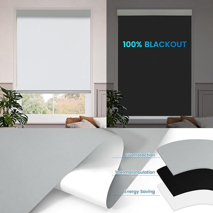 Motorized 100% Blackout Roller Shades – Custom Smart Blinds with Remote, Rechargeable Battery or Plug-in Motor, Tuya WiFi Optional, Home & Office Automatic Window Shades (Honey Beige/CH9442)