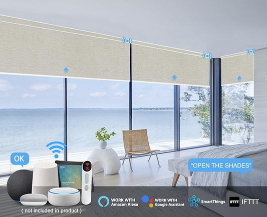 Bringnox Motorized Blinds with Remote,100% Blackout Smart Roller Blinds Compatible with Apple Homekit Google Home and Alexa Via HUB,and Customized (Crimp Platinum-22)