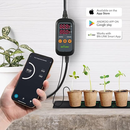 BN-LINK Smart WiFi Digital Temperature Controller Heating Cooling, Works with Alexa and Google Home. For Reptiles Aquarium Carboy Homebrew Breeding Fermenter Seed Germination °C/°F -40-176°F 15A/1875W