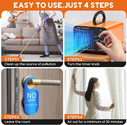 65000MG Ozone Odor Eliminator Generator for Home & Car Orange