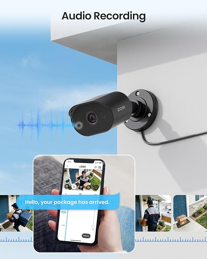 ZOSI 5MP Lite 3K Wired Security Camera System with AI Human Vehicle Detection, 8CH H.265+ CCTV DVR, 4 x 1080P Weatherproof Home Security Camera Outdoor Indoor, IR Night Vision, Motion Alert, 500GB HDD