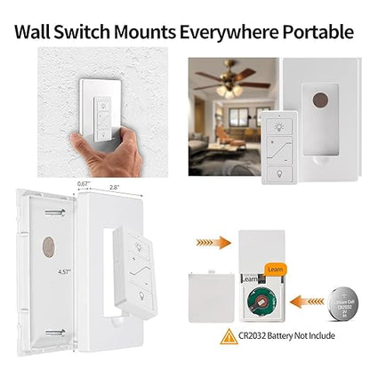 Humpptom Dimmer Switch, Remote Light Switch with Wireless Remote Control, Single Pole Smart Wireless Light Switch Support 2.4G&5G Compatible with Alexa