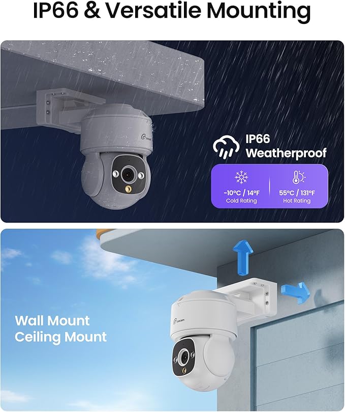 Loocam 8MP CCTV Cameras Security System with 2TB HDD & 8CH NVR, Wired Security Camera System PoE 4K with 4pcs Pan Tilt Security Cameras, AI Human/Vehicle Detection, Two Way Audio, Auto Tracking