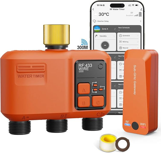 Smart WiFi Sprinkler Timer 3 Zone, Water Timer for Garden Hose Irrigation