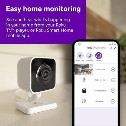 Roku New Indoor Camera 2024 - Home Security - 16-Pack - Wired Security Camera & Pet Monitor with 1080p HD Color Night Vision, Compatible with Alexa & Google, Motion & Sound Detection, WDR & WiFi 6