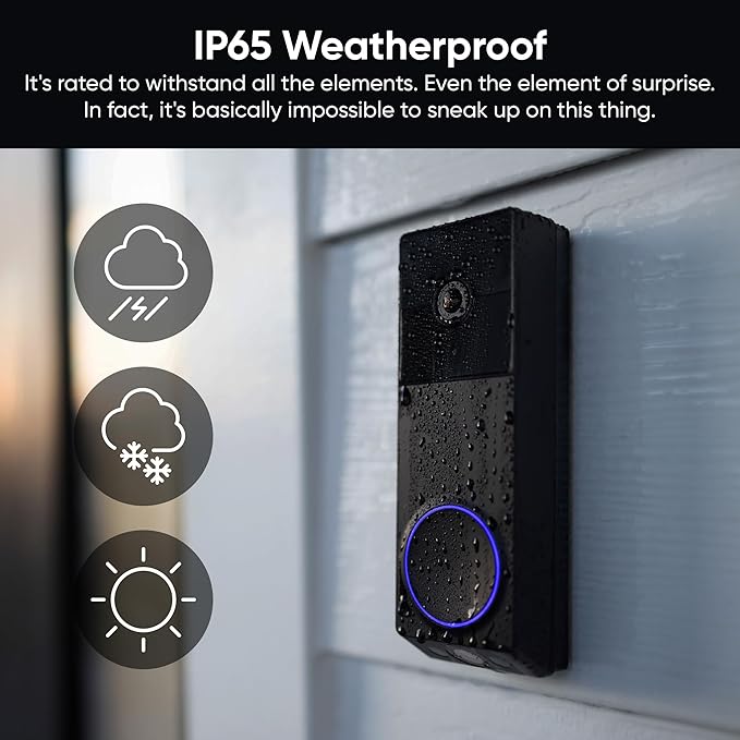 WYZE Wireless Duo Cam Video Doorbell (Chime Included), Battery Powered, 2K Full HD Video, 2 Cameras (People and Package), 2-Way Audio, Color Night Vision