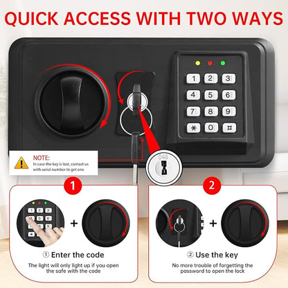 3.5 Cuft Large Safes for Home Use Water and Fireproof, Digital Security Fire Safe Box with Programmable Keypad, Key Lock & Removable Shelf, Anti-Theft Document Safe for Money, Medicine and Valuables