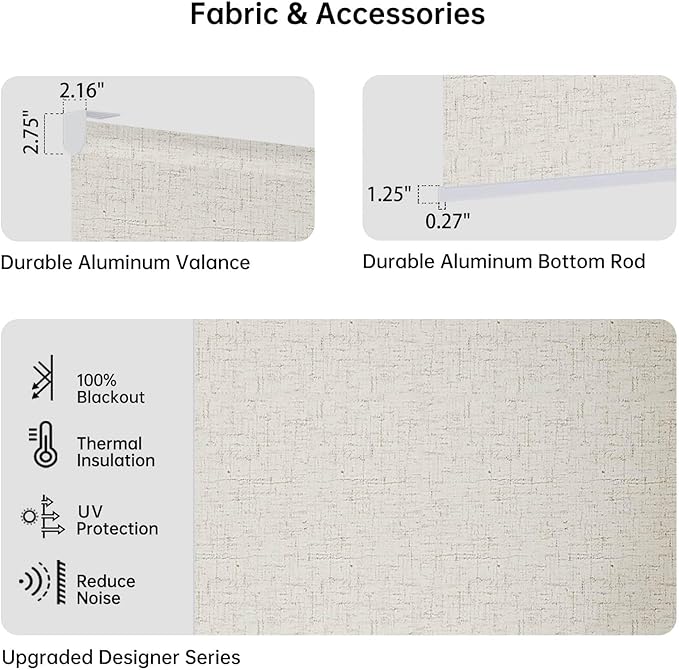 Motorized Coupled Shades, Blackout Smart Blinds for Large Windows Automatic Blinds Compatible with Alexa, Motorized Roller Shades Customized for Bedroom Home Office(Blackout-Linen Beige)
