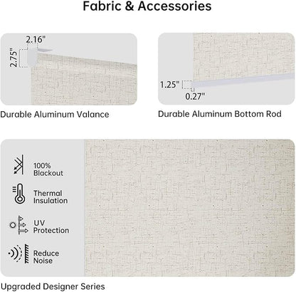 Motorized Coupled Shades, Blackout Smart Blinds for Large Windows Automatic Blinds Compatible with Alexa, Motorized Roller Shades Customized for Bedroom Home Office(Blackout-Linen Beige)