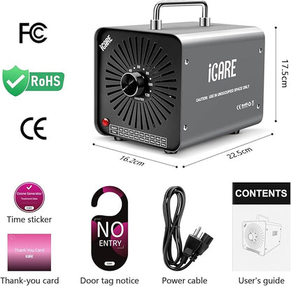 Ozone Generator 48,000mg/h, Ozone Machine for Odor Removal, High Capacity Ozone Odor Eliminator for Home, Car, Smoke, Pet, Basement, Industrial, Air Purifier with 120 Min Timer, Covers 4000 Sq.Ft