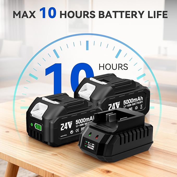 Cordless Ozone Generator with 2X 5000mAh Battery & Quick Charger, 24V Professional Grade Ozone Machine, Deodorizer, With Remote Control, Suitable for Large Room，Blue
