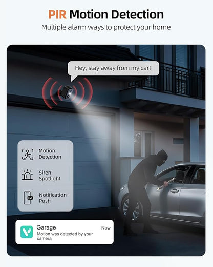 Security Cameras Wireless Outdoor, Battery Powered Camera for Home Security with AI Motion Detection, 2K Color Night Vision, 2-Way Talk, Waterproof, Siren Alarm, SD/Cloud Storage, 2.4G WiFi, 2 Pack