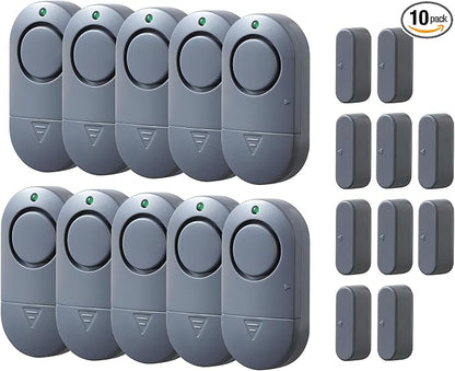 120DB High Decibel Door Window Alarms for Home Security, Toddler Child Safety Entry Open Alert Door Chime, Anti Intrusion Sensor for Household Store Apartment Garage, 10 Pack Gray