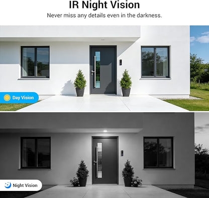 1080p Wireless Wi-Fi Video Doorbell Camera with AI Human Motion Detection, Battery Powered, 2.4G WiFi, Dog Monitor, Night Vision, 2 Way Talk, Cloud Storage (Sold Separately)