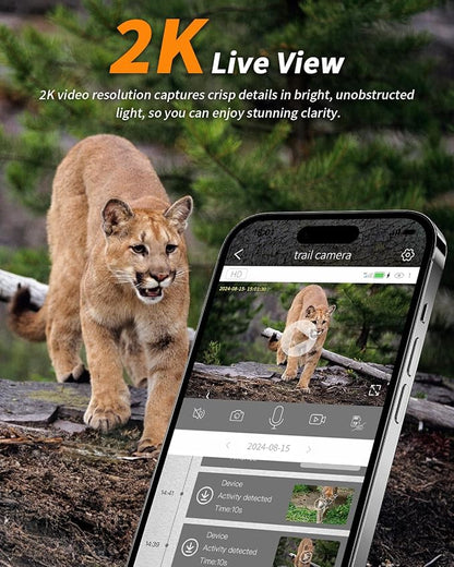 Loatos 4G LTE Cellular Trail Camera, 2K Live View Trail Camera AI Detection