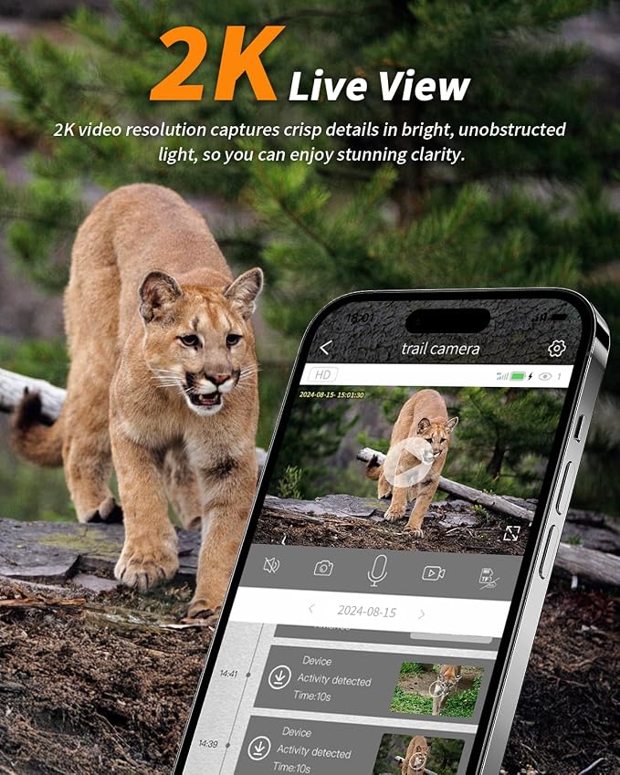 Loatos Trail Camera, 4G LTE Cellular Trail Camera AI Detection 2K Live View