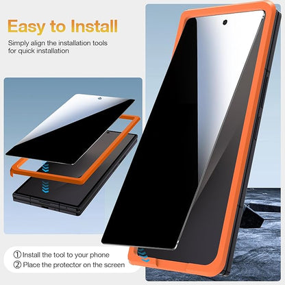 Asstar 2 Pack Samsung Galaxy Z Fold 7 Privacy Screen Protector, 9H Hardness Tempered Glass Front Privacy Screen Protector for Samsung Galaxy Z Fold 7 with Alignment Frame, Anti-Scratch Case Friendly Accessories Bubble Free