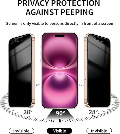 3 Pack Privacy Screen Protector for iPhone 16 Tempered Glass 6.1inch Private Saver Anti-Spy Eye Protection Anti-Scratch Full Coverage