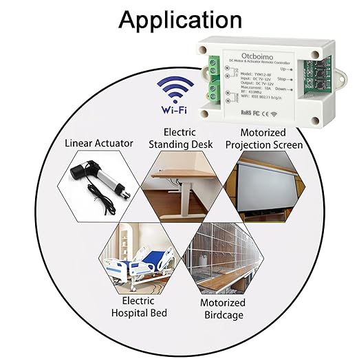 DC7-32V WiFi Smart Linear Actuator Motor Controller, Forward and Reverse Relay, Smart Life APP / RF433Mhz 328FT Remote Control, Compatible with Alexa, Google Home, Siri