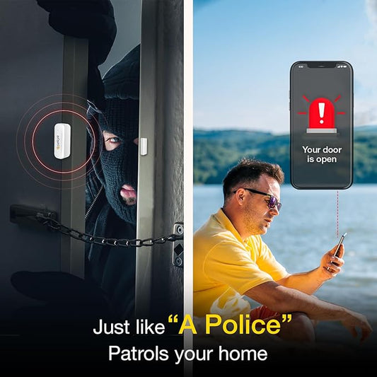 (8 Qty) Smart WiFi Door & Window Sensor for Home| No Hub Required | Free App Alert, Works with Tuya Smart Life Devices, Compatible with Alexa, Google Home, Siri (No Siren but Phone Notification)