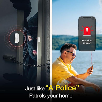 (4 Qty) Smart WiFi Door & Window Sensor for Home| No Hub Required | Free App Alert, Works with Tuya Smart Life Devices, Compatible with Alexa, Google Home, Siri (No Siren but Phone Notification)