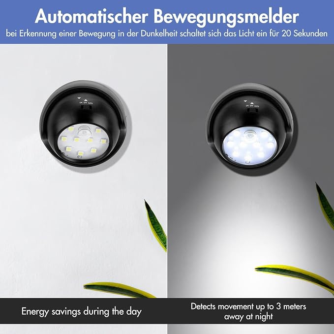 Motion Sensor Outdoor Lights - Outdoor Motion Sensor Light Battery Operated Wireless Spotlight Motion Detector Security Light Auto On Off for Sheltered Porch Stair Hallway Garage Wall Shed (4 Pack)
