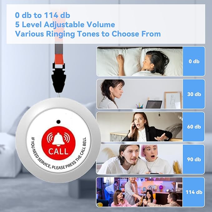 Nurse Call System,Wireless Caregiver Pager Calling System,1000ft, 1 Alert Emergency Call Button for Medical Clinic Nurses Station Home Hospital Assisted Living(Without Receiver