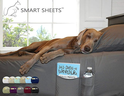 Swift Home Smart Sheets, Ultra Soft Brushed Microfiber 4-Piece Sheet Set, Fitted Bed Sheet with Side Storage Pockets – Navy, King