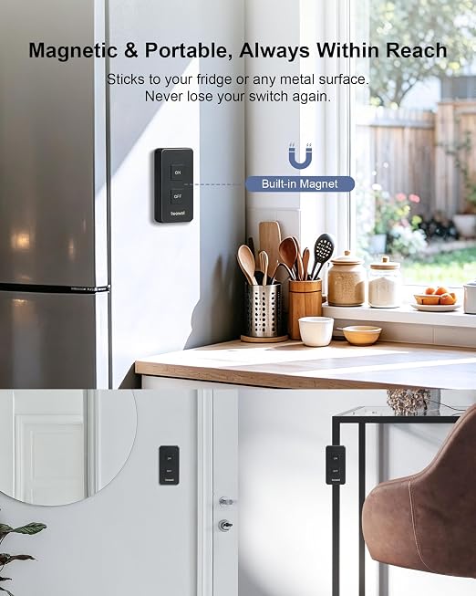 Outdoor Remote Control Outlet with Portable Magnetic Switch