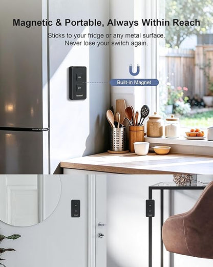 Outdoor Remote Control Outlet with 2 Portable Magnetic Switches
