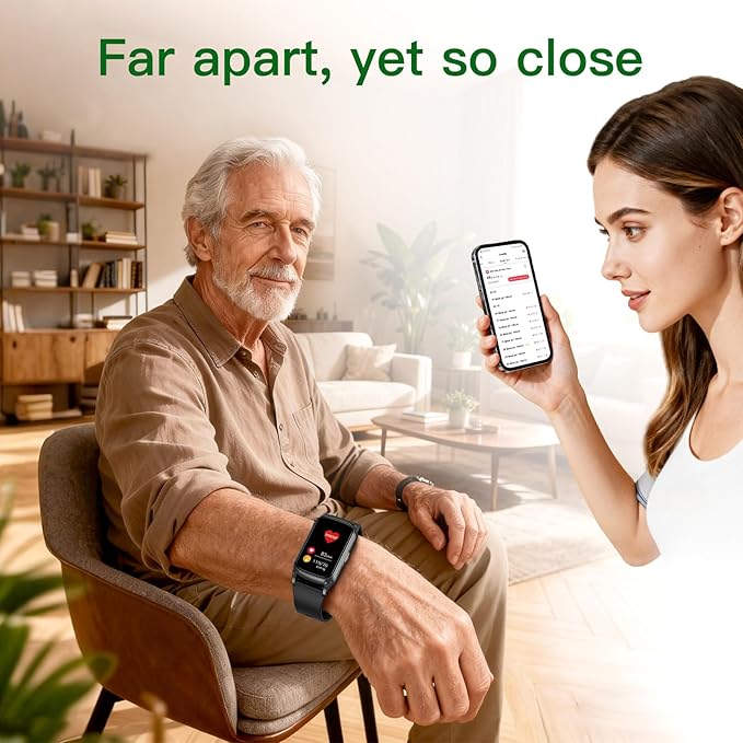 Fall Detection Smart Watch for Seniors with GPS Tracking, SOS Alert & HD Video Call, Waterproof Fitness Tracker for Dementia/Alzheimer’s, 4G Safety (Casual, Black)