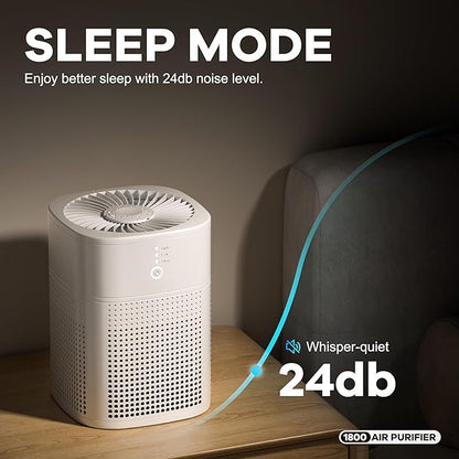 Air Purifiers for Home, Covers Up to 300 ft², High Torque Motor, 4 Mode, Remove Dust Smoke Odor, Essential Oil Diffuser, Air Purifiers for Bedroom, Office, Sleep Mode, Whisper Quiet, White