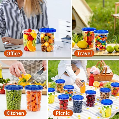15 Pack 34oz Reusable Freezer Storage Containers with Twist Top Lids Airtight, Clear Plastic Soup Freezer Containers, Quart Food Storage Containers with Lids for Meal Prep Leftover Lunch Salad Fruit