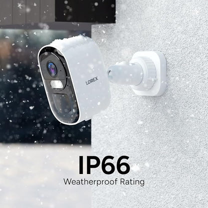 Lorex Connect 2K Wi-Fi Battery-Powered Spotlight Camera | New APP | Motion Detection | Color Night Vision | Flexible Storage: MircoSD (not Included) or Cloud | Versatile mounting | IP66 Weatherproof