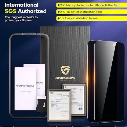 ImpactStrong Anti-Spy Privacy Screen Protector for iPhone 17 (6.3-Inch), 9H Tempered Glass, Shatter-Resistant, Anti-Scratch, Easy Install Kit, Case Friendly, 2-Pack