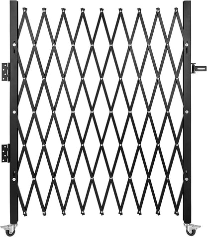 VEVOR Single Folding Security Gate, 51.57" H x 75" W, Steel Accordion Door, Flexible Expanding Barricade, 360 Rolling Scissor Gate with Padlock