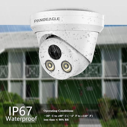 PANOEAGLE 8MP Security POE Camera, 4K IP Camera Outdoor with Human/Vehicle Detection, 24/7 Full Color Night Vision, Built-in Mic, 2.8mm Fixed F1.0 Lens, IP67 Waterproof(PG2387C-28)