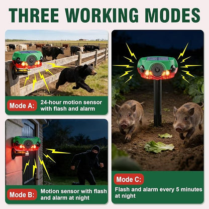 ChunHee Outdoor Motion Sensor Alarm, Barking Dog Alarm with 360° Detection, Supports Voice Recording, Adjustable Volume, 120dB Motion Activated Alarm for Home, Garden, Yard, Farm – 1 Pack