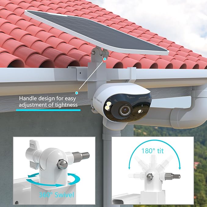 2 in 1 Camera Gutter Mount for Reolink Argus 4 Pro 4K Solar Security Cameras (White)