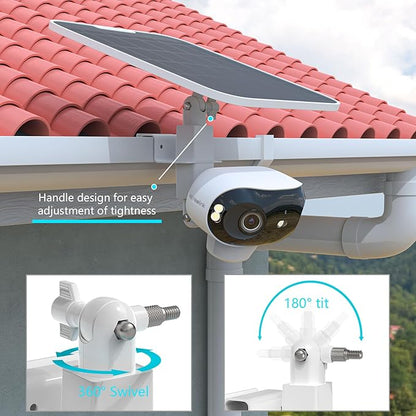 2 in 1 Camera Gutter Mount for Reolink Argus 4 Pro 4K Solar Security Cameras (White)