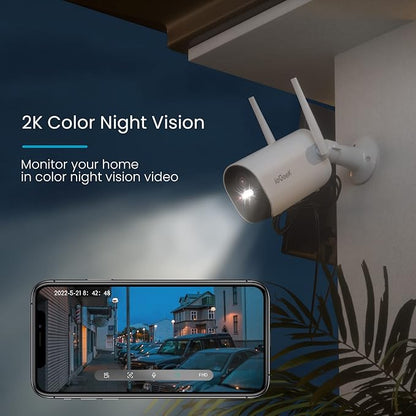 ieGeek Security Cameras Wireless Outdoor, 2K Solar Camera Security Outdoor with Spotlight & Siren, AI Detection Wireless Cameras for Home Security, 3MP Color Night Vision/2-Way Talk/Works with Alexa