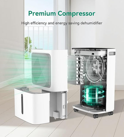 2500 Sq.Ft Dehumidifier for Basement with Drain Hose Max 34 Pints, VEAGASO Dehumidifiers for Home, Large Room, Bathroom, Bedroom, Three Modes, Intelligent Humidity Control, Dry Clothes, 24HR Timer