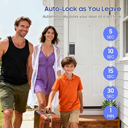 ECOSUNNY Smart Lock Keyless Entry Door Lock, Front Door Lock Set with Fingerprint & Anti-Peep Password, Smart Door Lock with Built-in Wi-Fi and App Control, IP66 Weatherproof for Rentals & Home