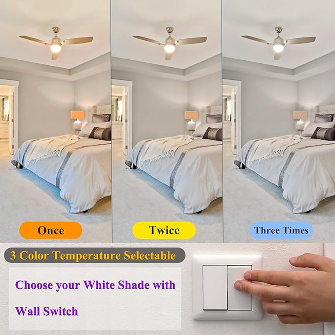 M 3 Color Temperature LED Light Bulb A19 2700K-5000K-4000K,3CCT Color Changing Light Bulbs,Energy Saving 9W(60W Equivalent) LED Bulb,810LM,e 26 Base for Bedroom,Living Room,4 Pack