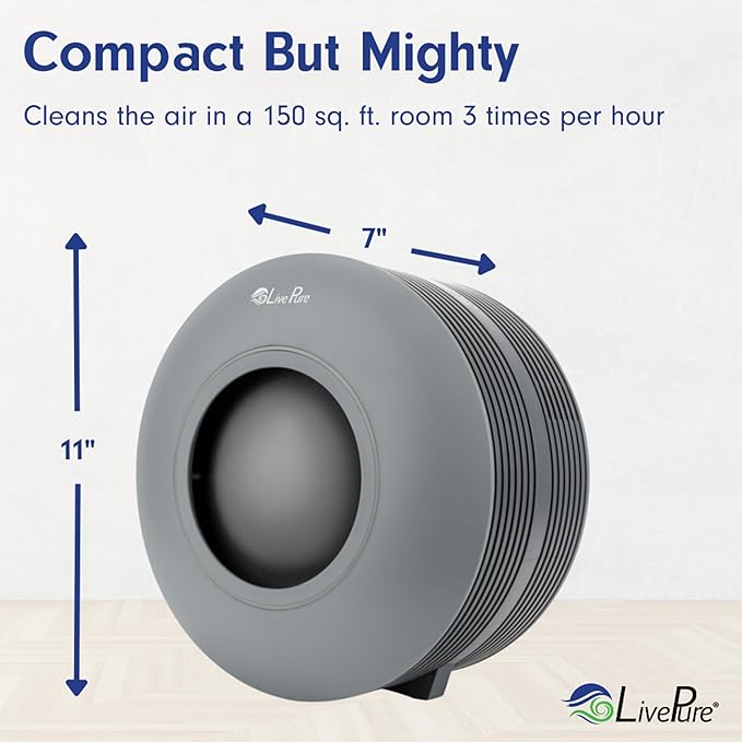 LivePure Capri Series Tabletop Air Purifier, Graphite