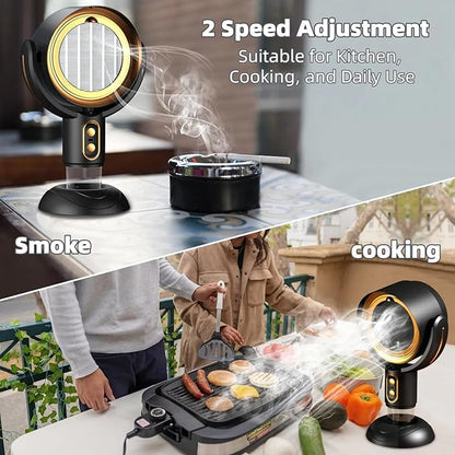 Desktop Smoke Purifier Fan, Portable USB Rechargeable Adjustable Angle Smoke Trap, Mini Air Purifier with Removable Washable Filter for Indoor Smoking, Cooking, RV, Office & Kitchen Use