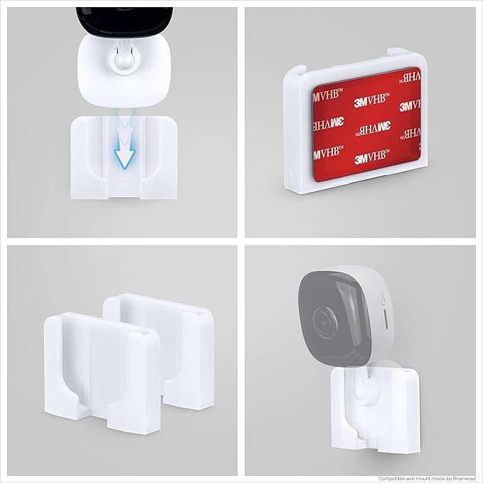 Wall Mount for Kasa KC100, KC105, EC60 (2 Pack), Adhesive Holder for TP Link Smart Spot Camera, Installs in Minutes, No Mess Hanger Bracket by Brainwavz (White)