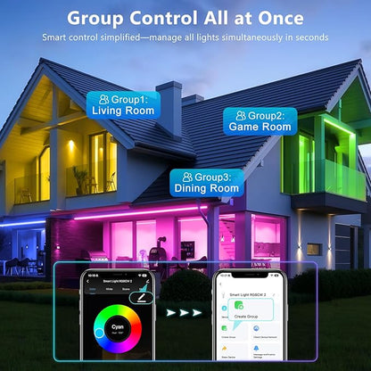 2 Inch Smart Recessed Lighting, WiFi 5W Recessed Light Compatible with Alexa and Google Home, Dimmable RGB & CCT 2700-6500K, 120V LED Downlight with LED Driver