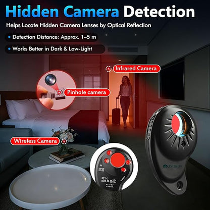 JMDHKK M8000 Hidden Camera Detector, Camera Finder,Bug Detector, Magnetic Tracker Detector, Portable Privacy Protection Device for Travel, Hotels, Vehicles, Offices, and Fitting Rooms (Black)